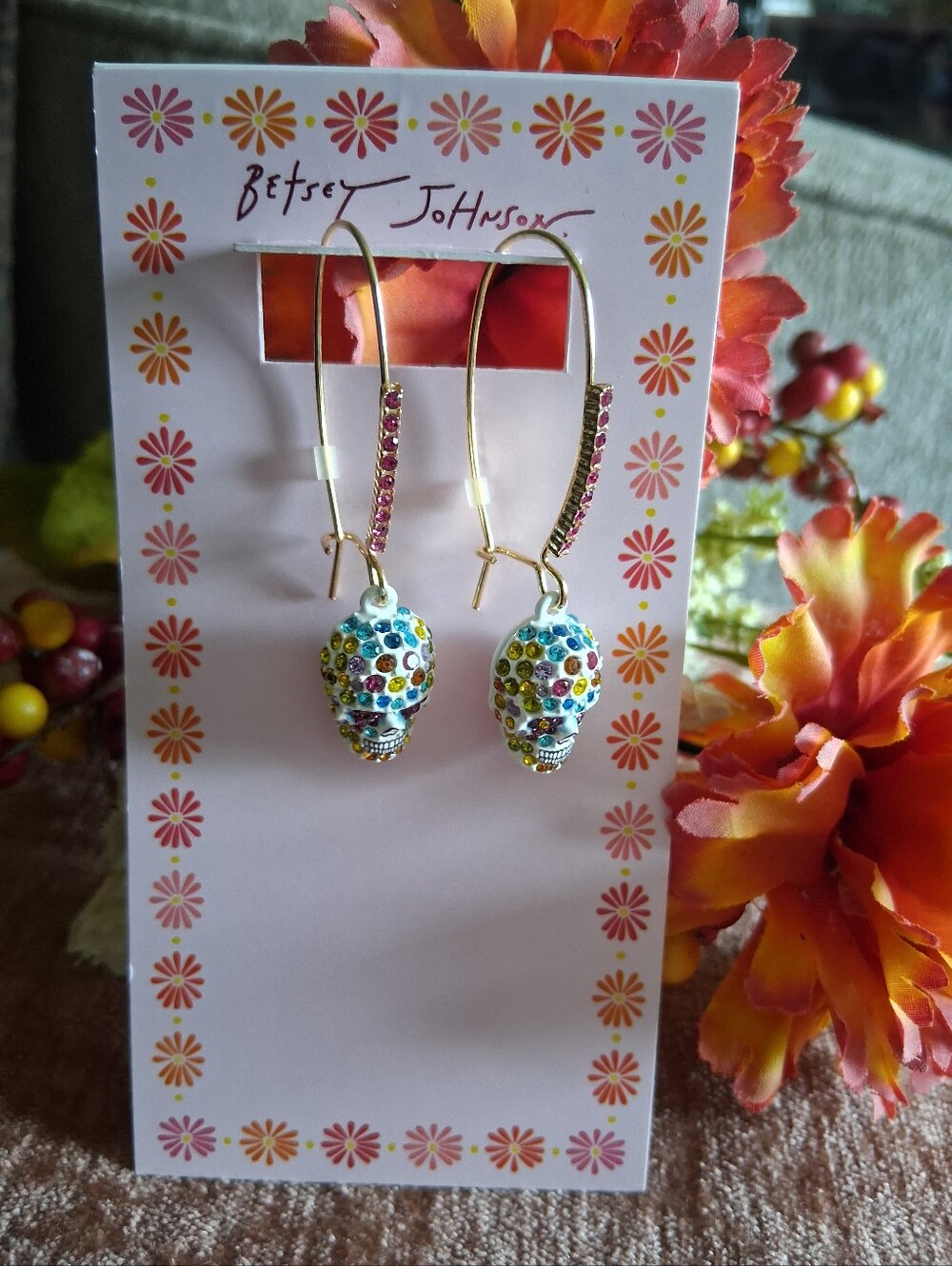 Betsey Johnson Jeweled Skull Earrings